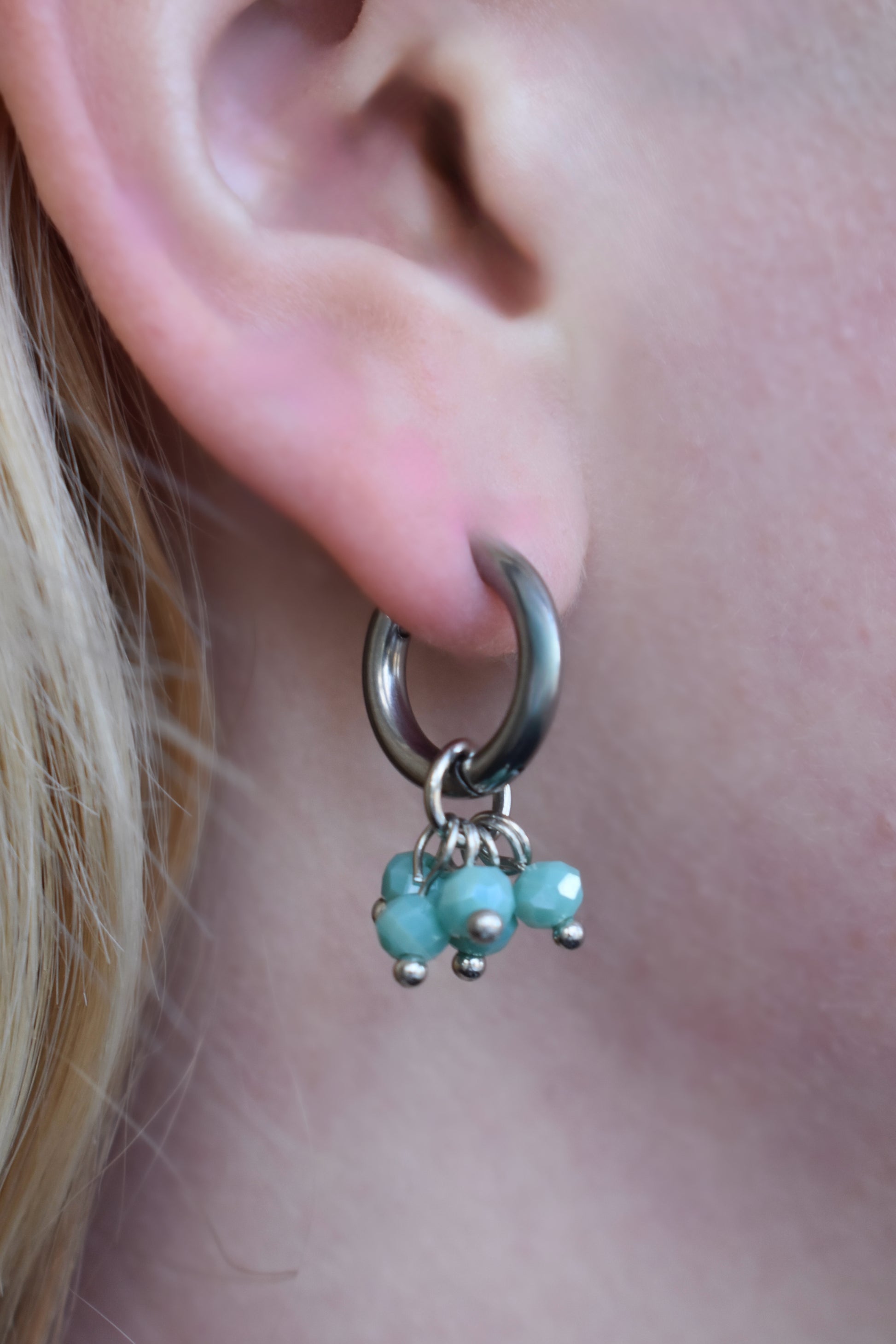 Scilla Silver Huggies - Teal