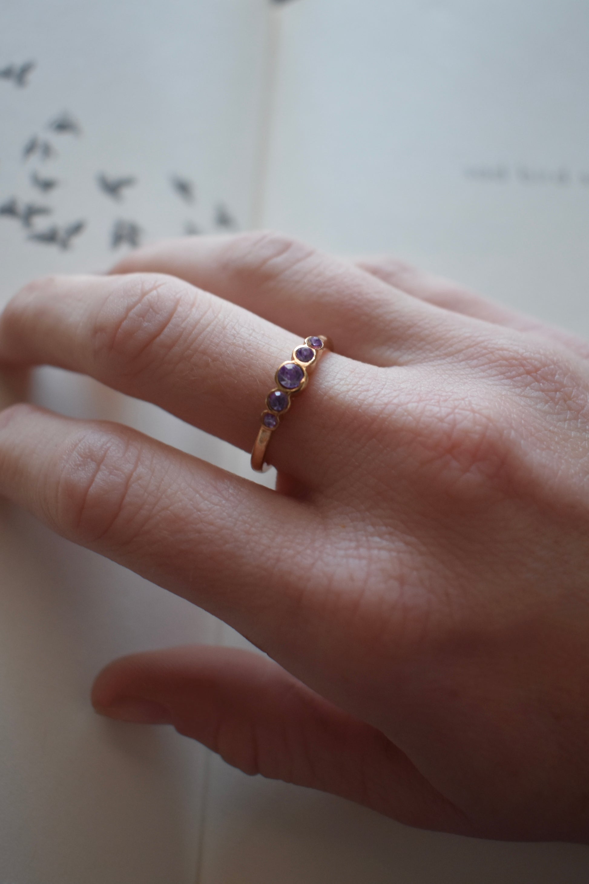 Five Purple Diamonds Ring