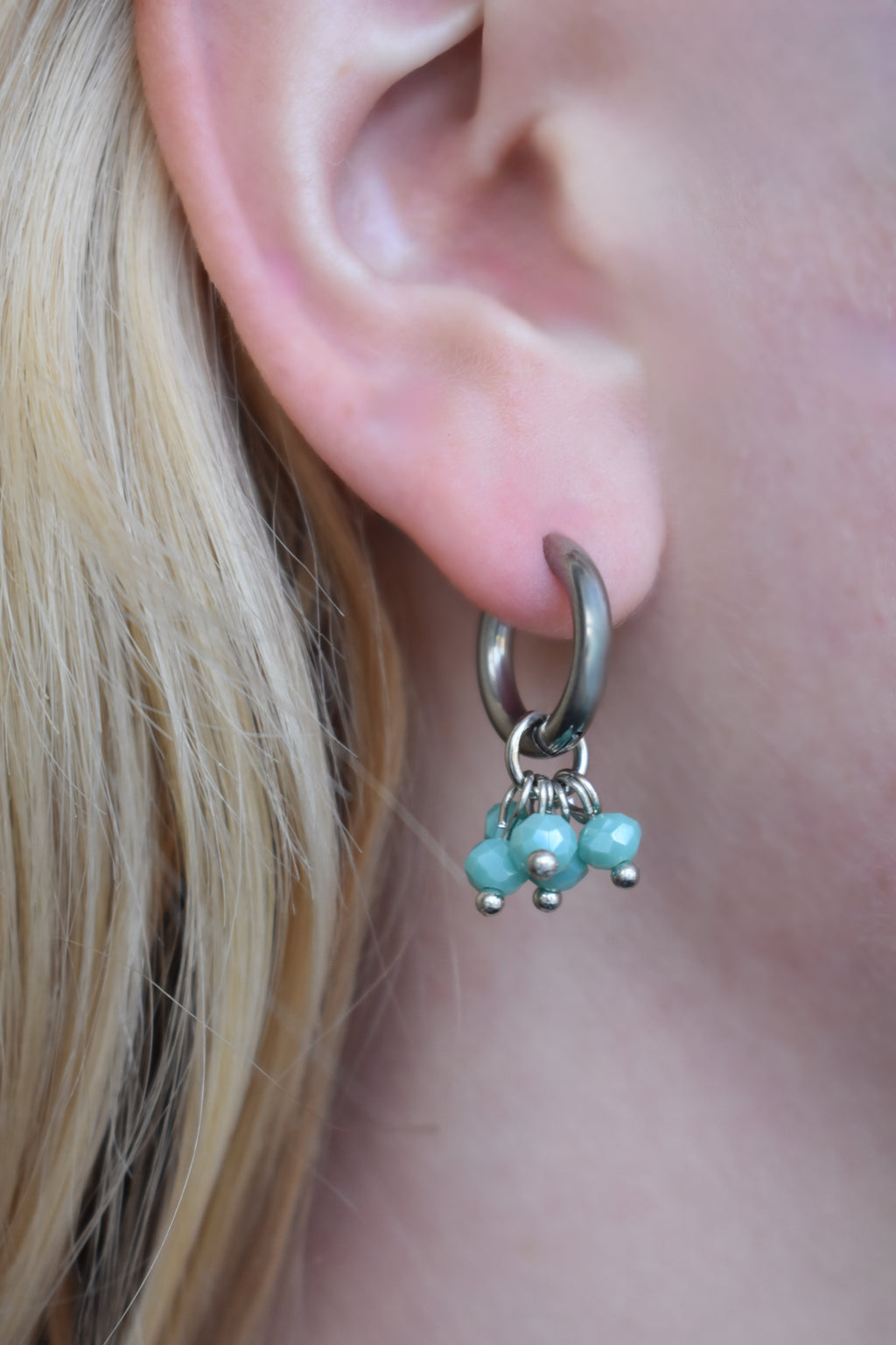 Scilla Silver Huggies - Teal