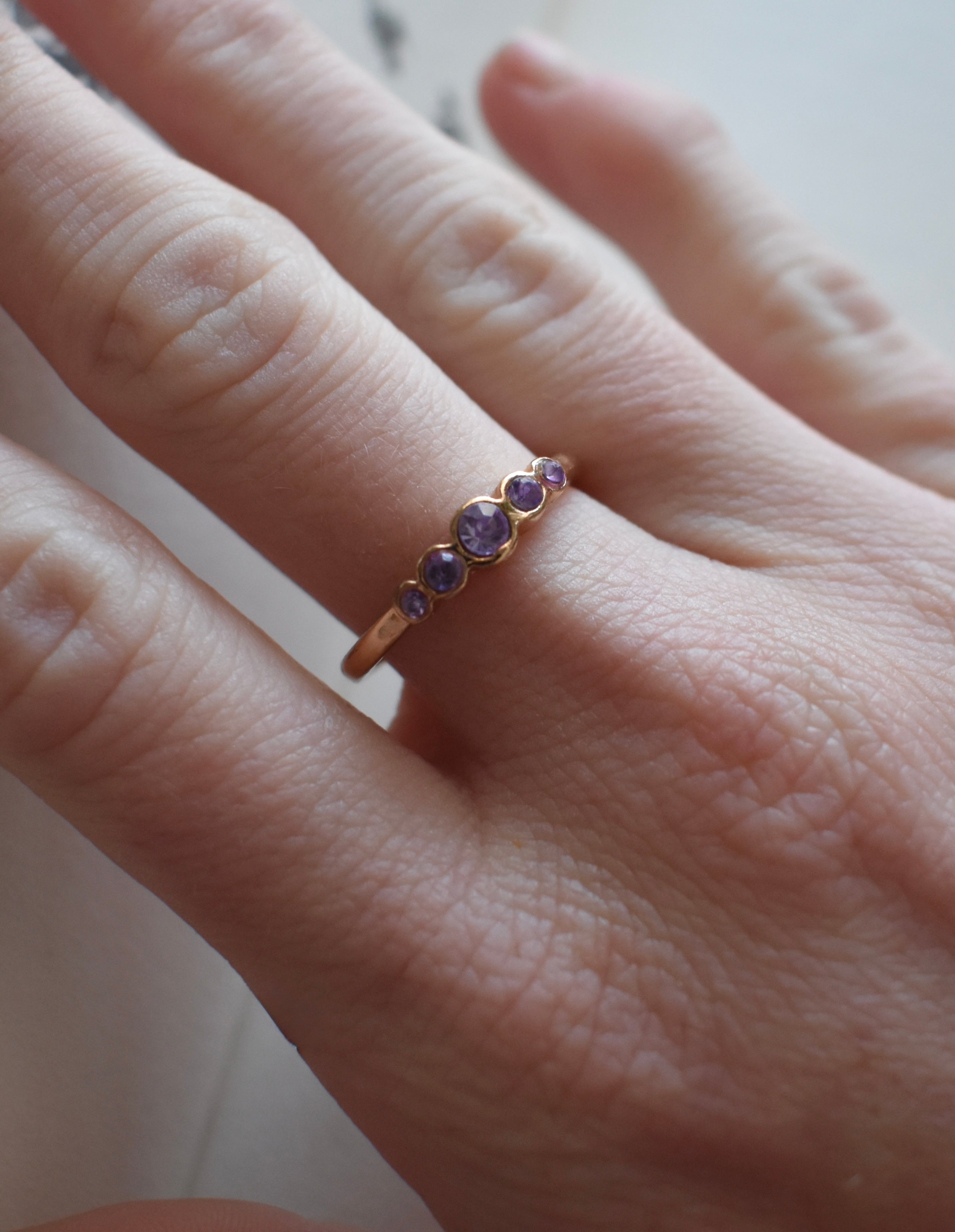 Five Purple Diamonds Ring