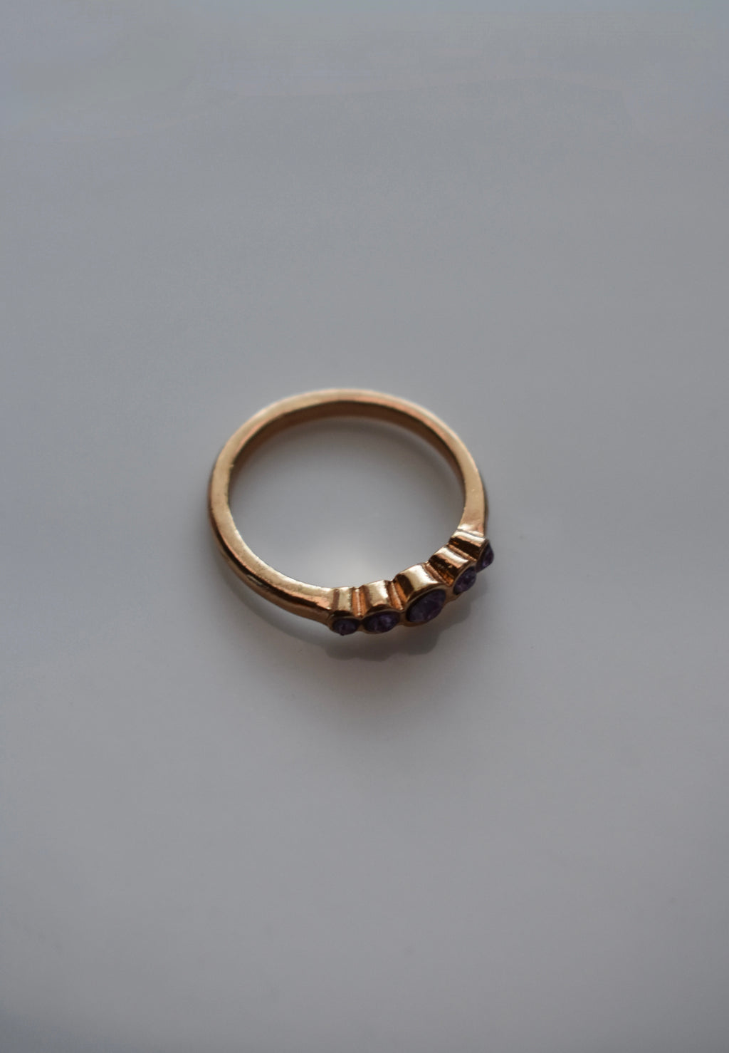 Five Purple Diamonds Ring
