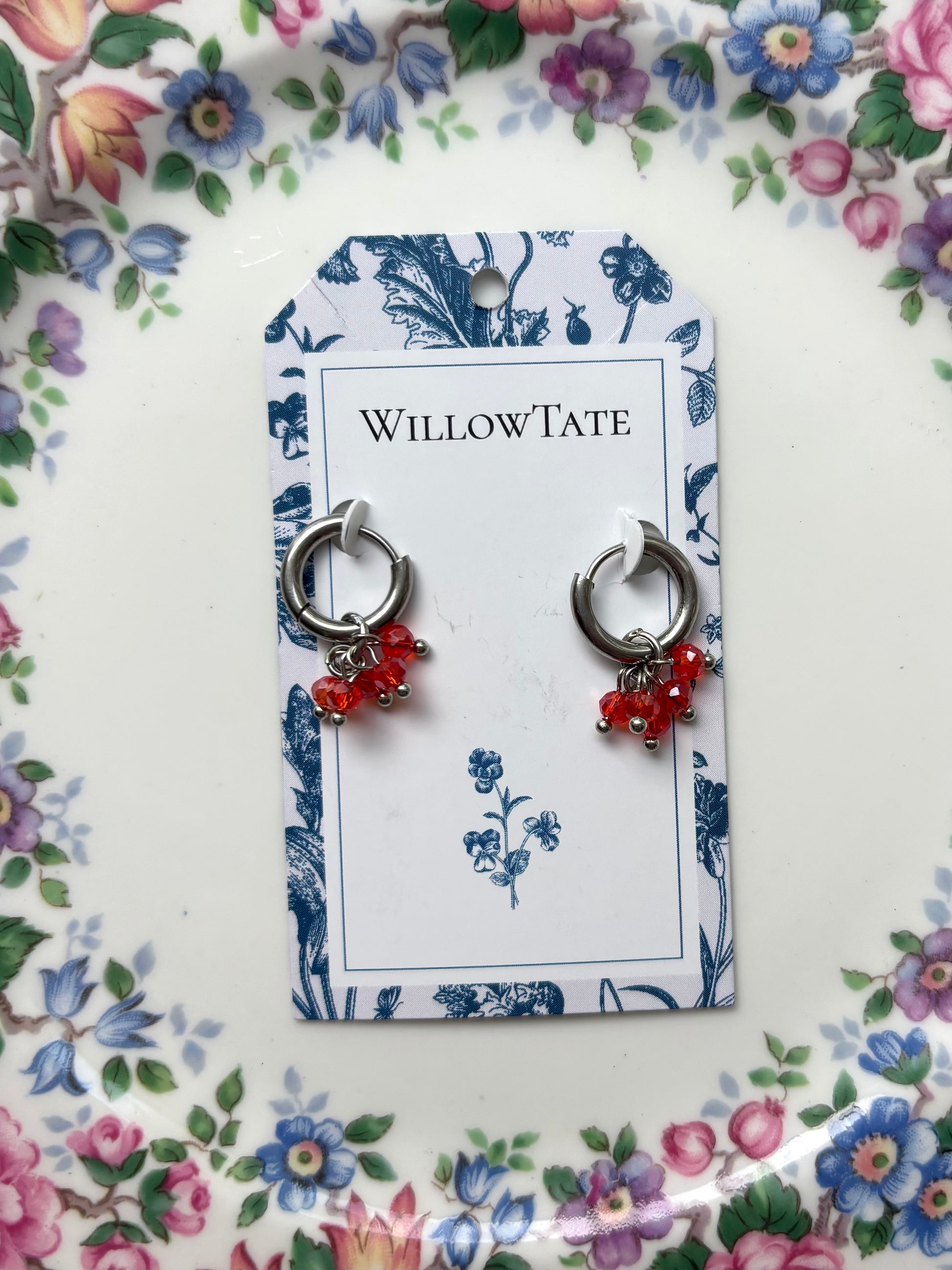 Red/Orange & Silver Earrings