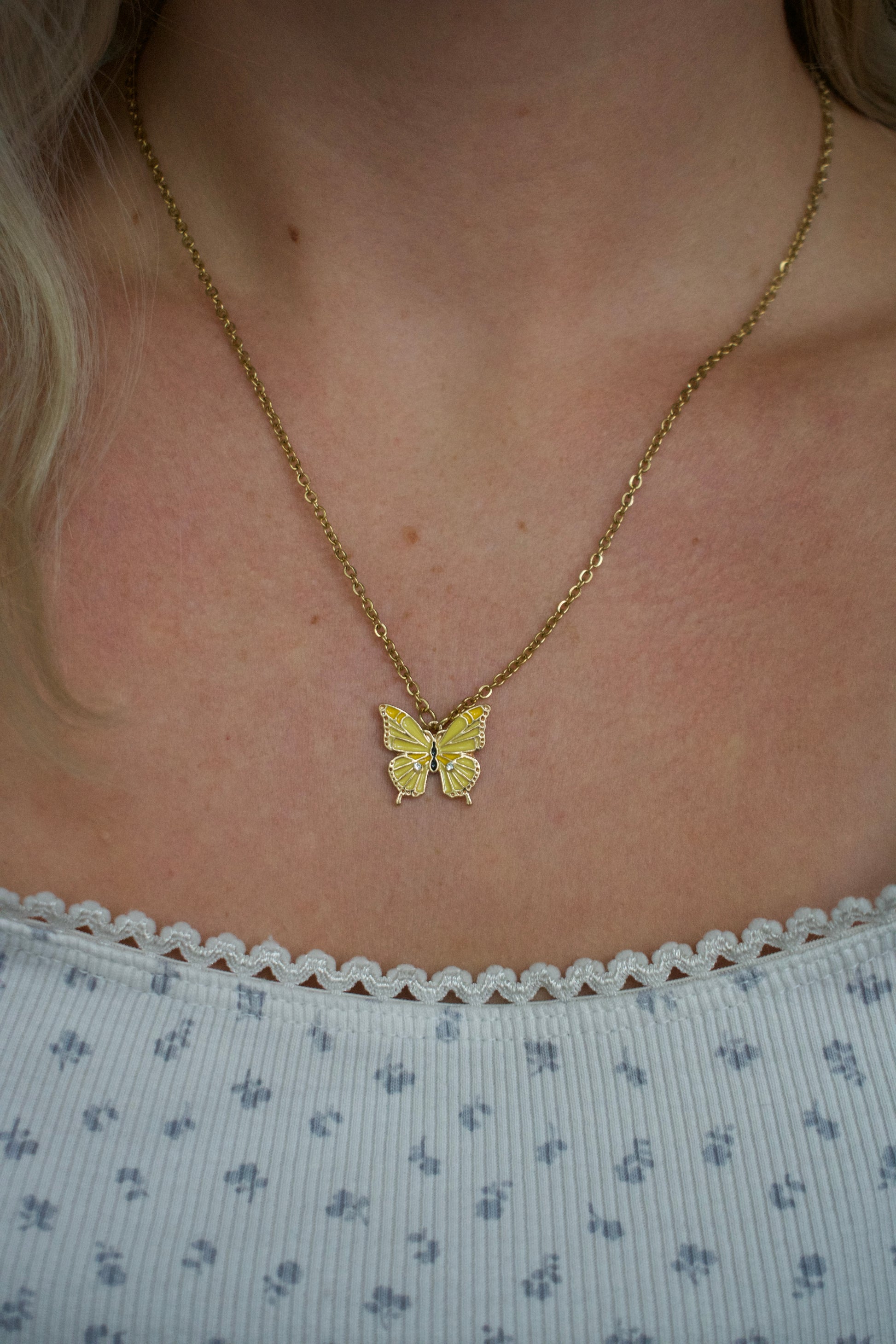 Yellow Butterfly Necklace