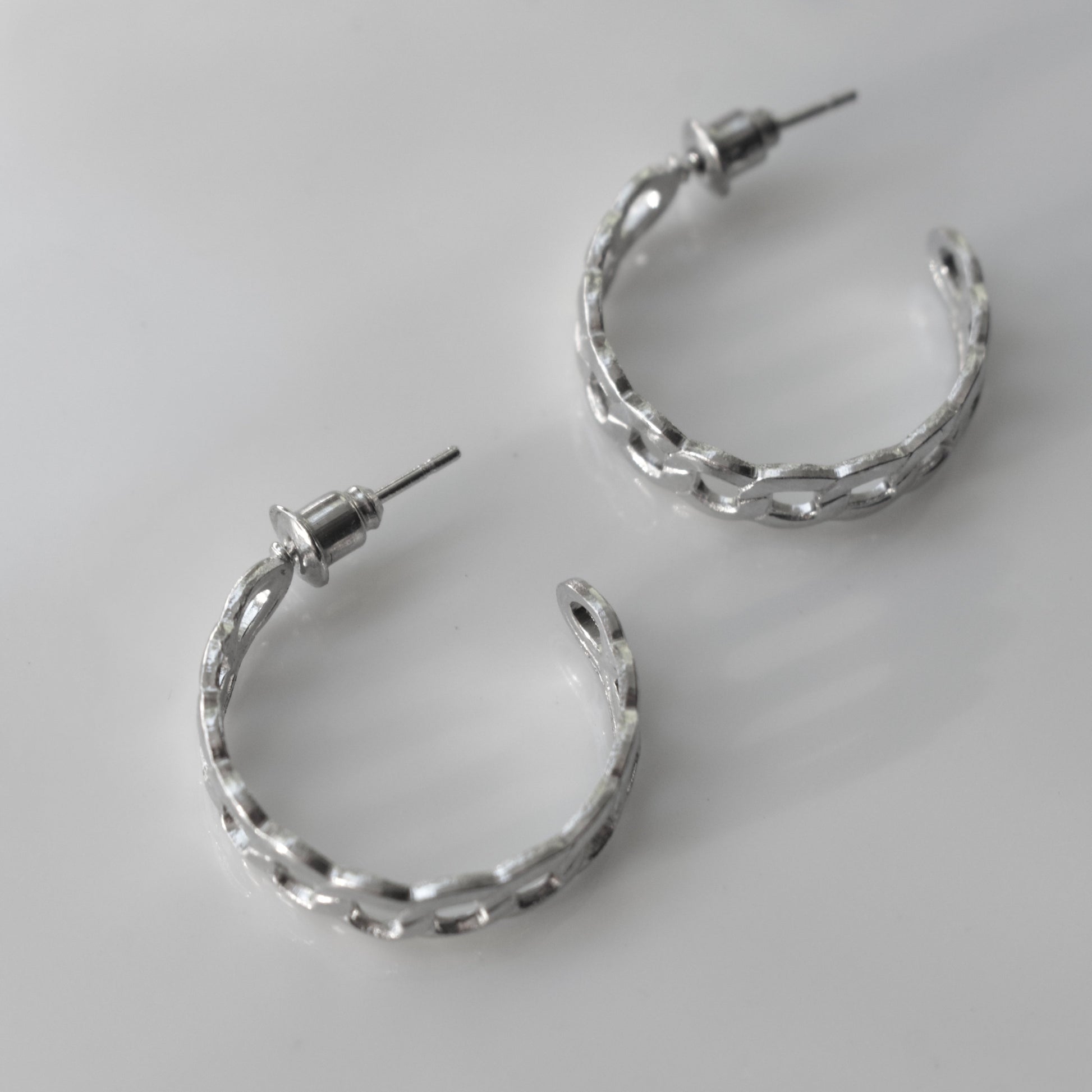 Lock And Chain Silver Earrings