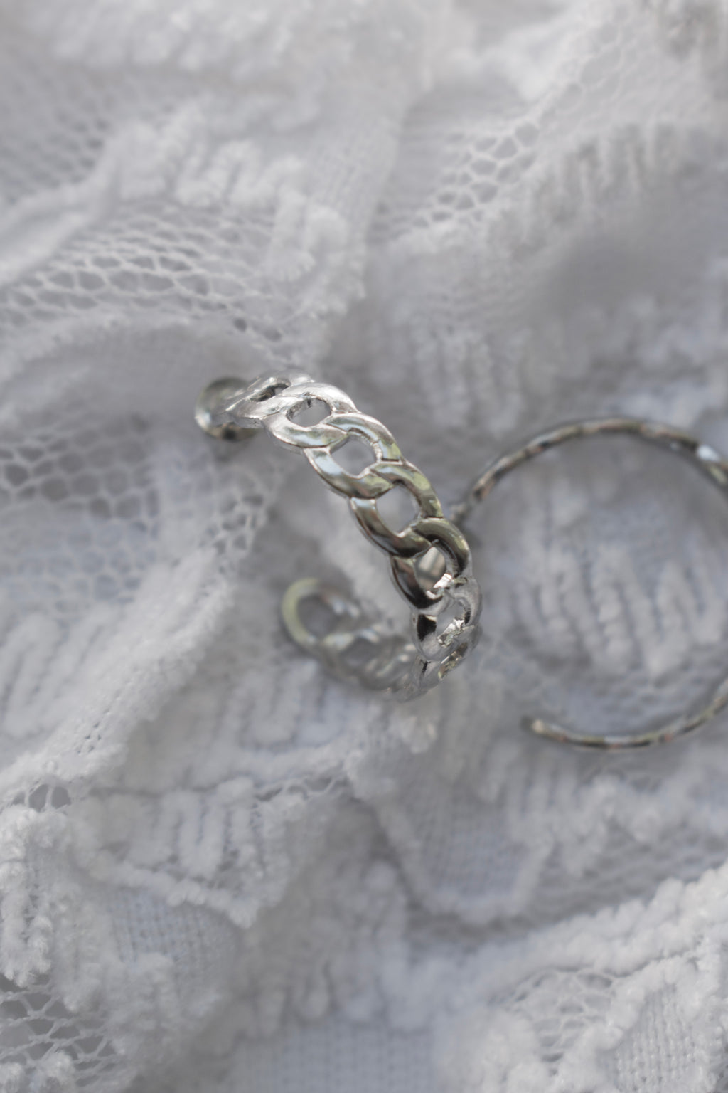 Lock And Chain Silver Earrings