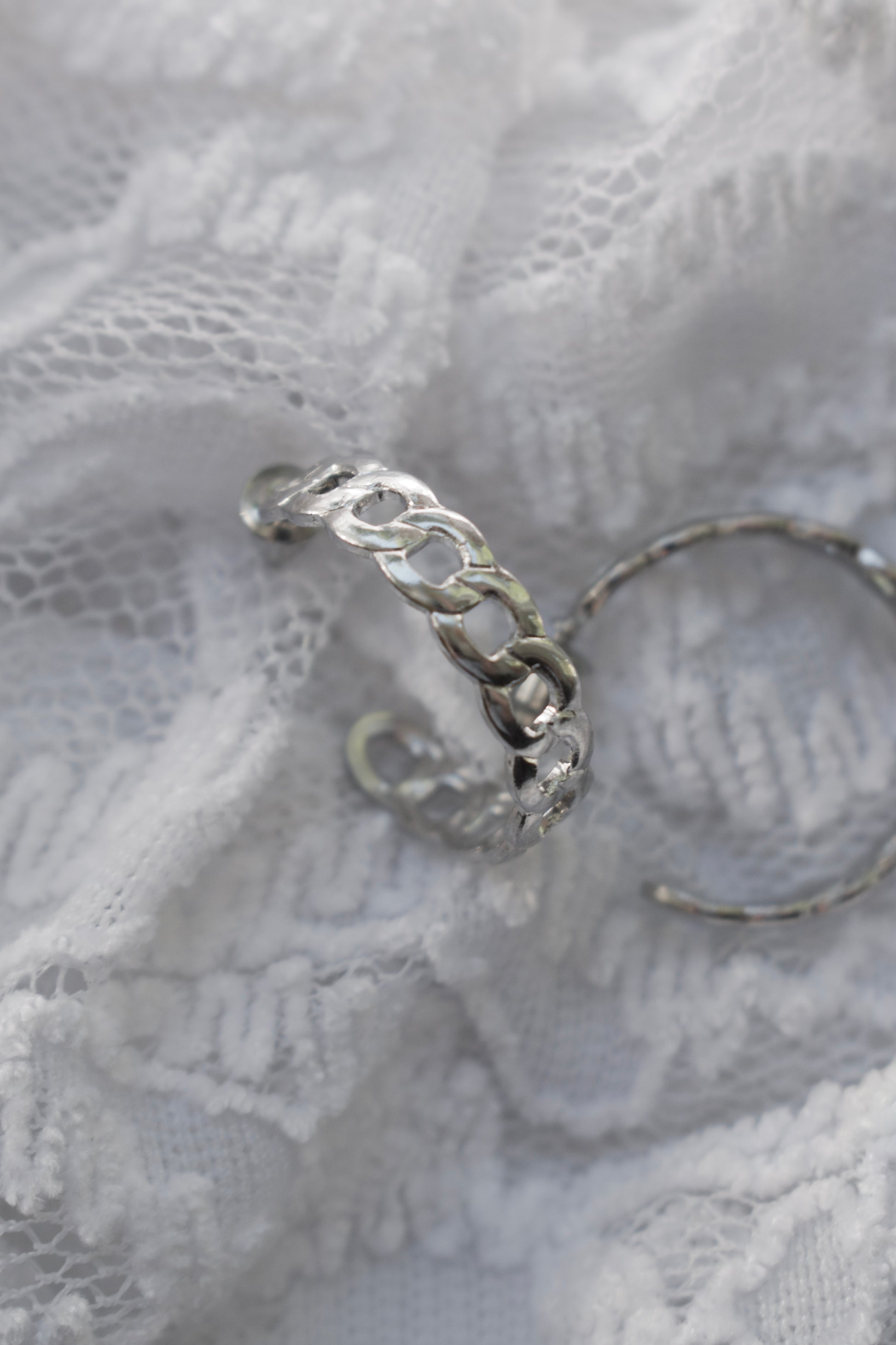 Lock And Chain Silver Earrings