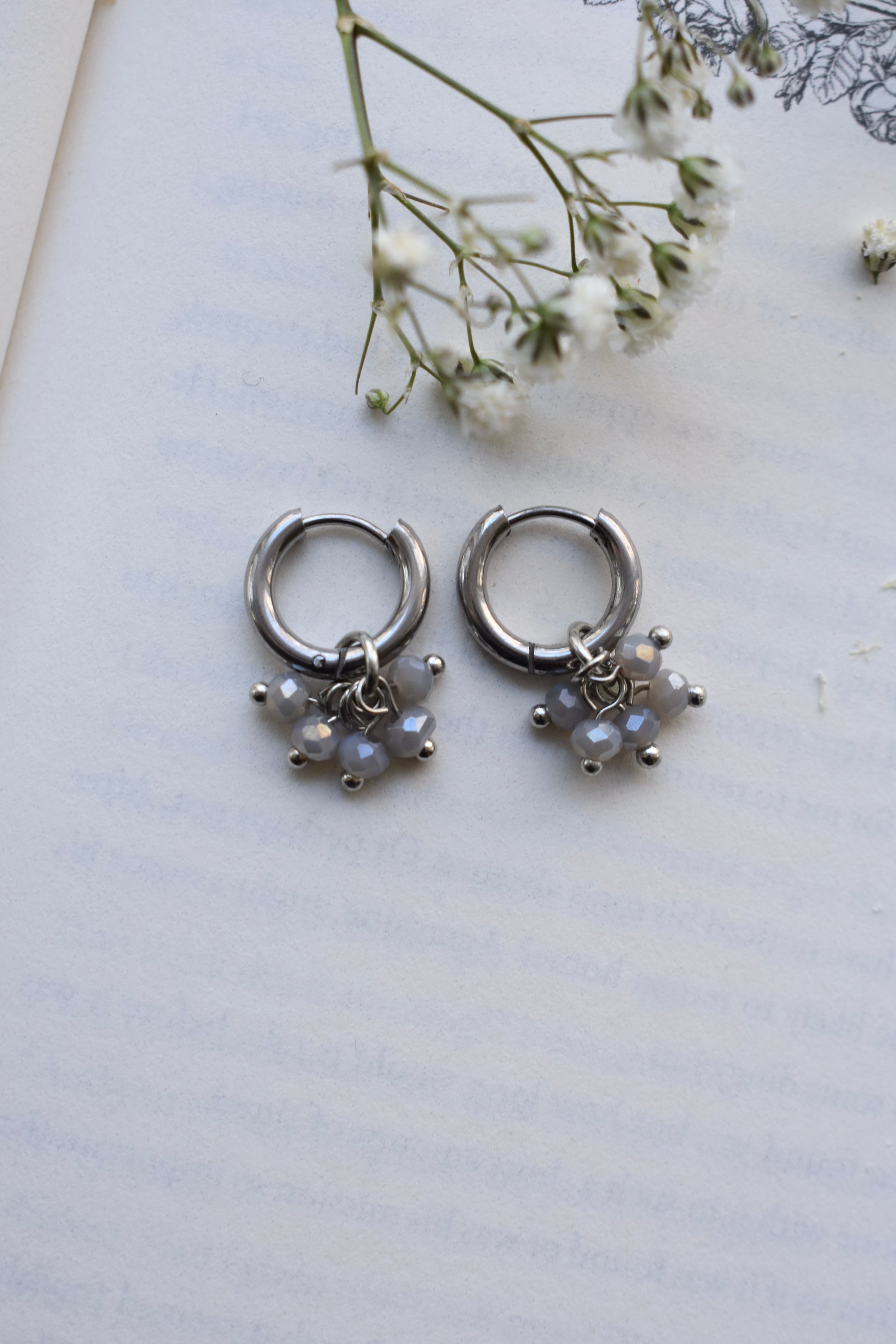 Scilla Silver Huggies - Grey
