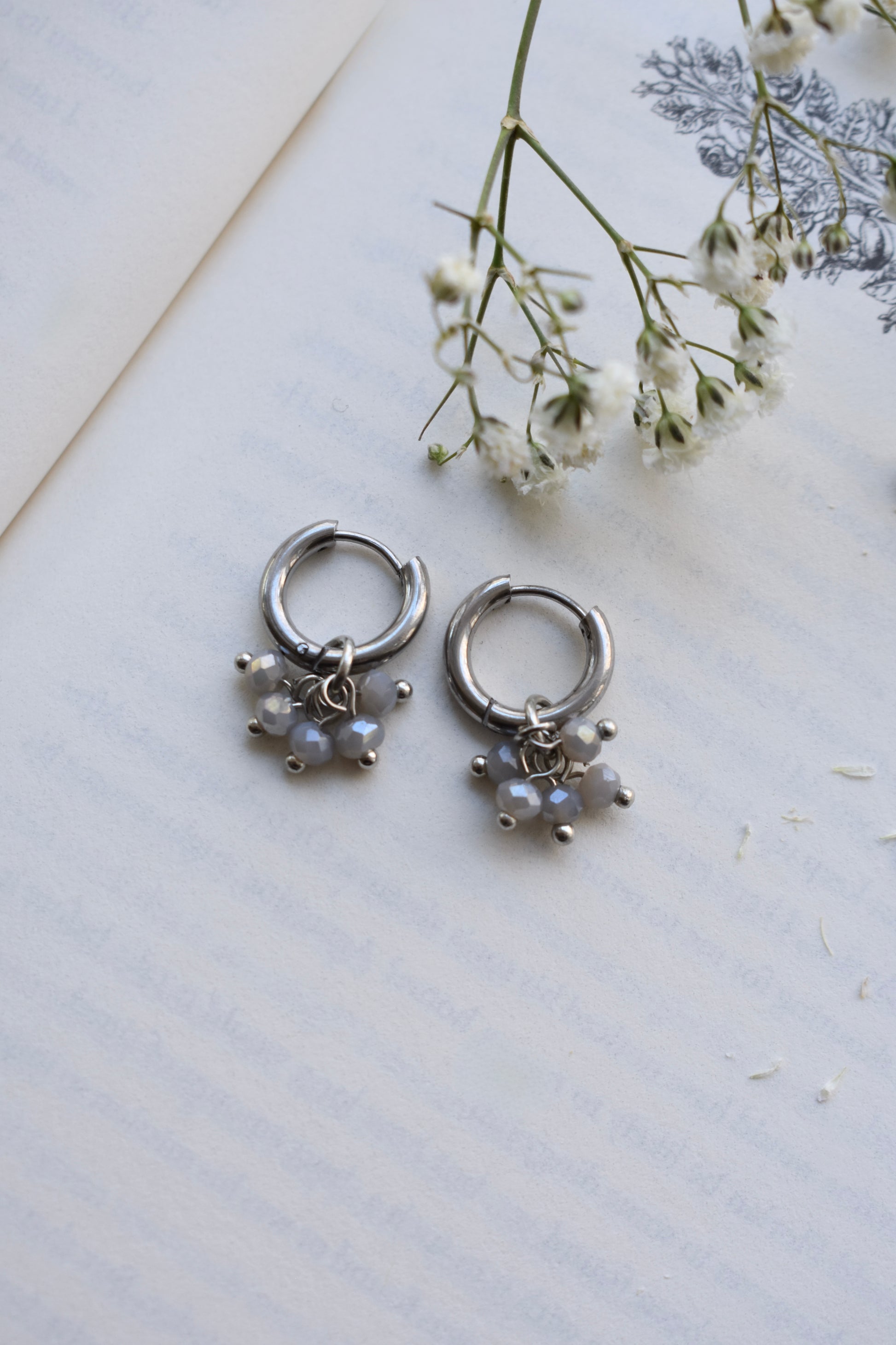 Scilla Silver Huggies - Grey