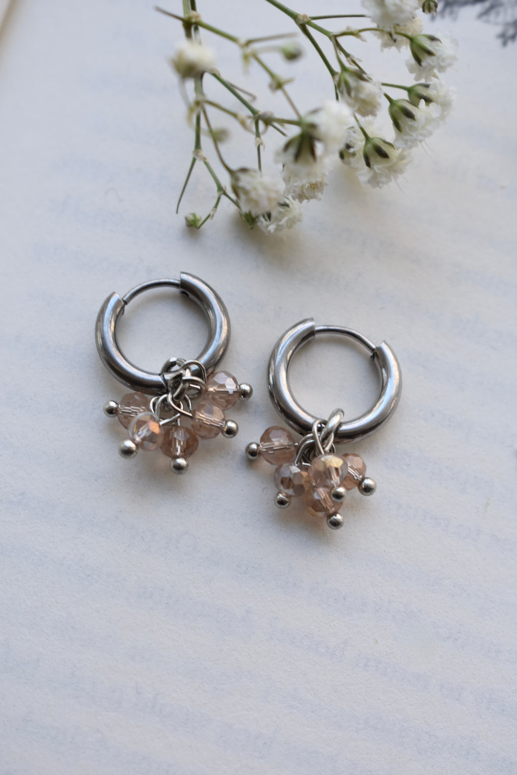 Scilla Silver Huggies - Peach