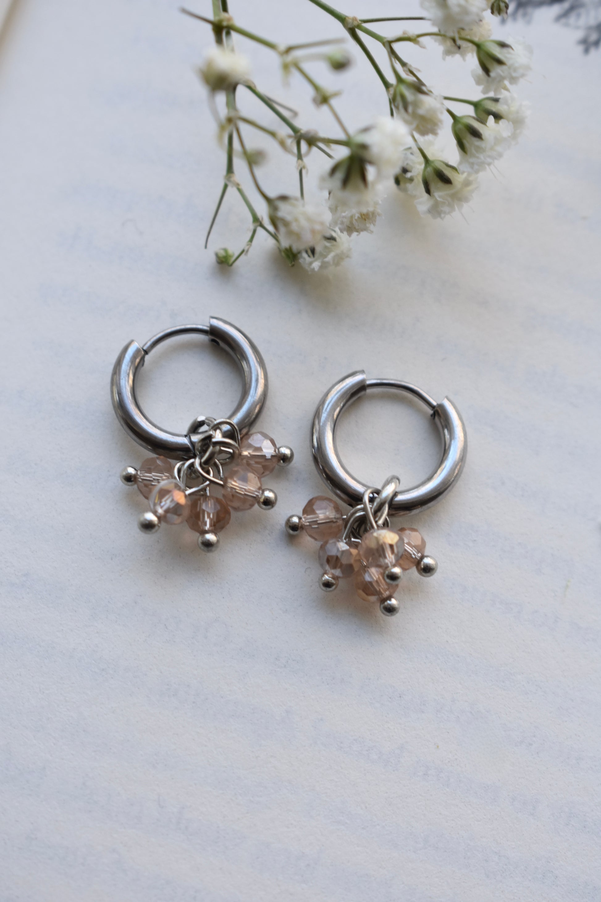 Scilla Silver Huggies - Peach