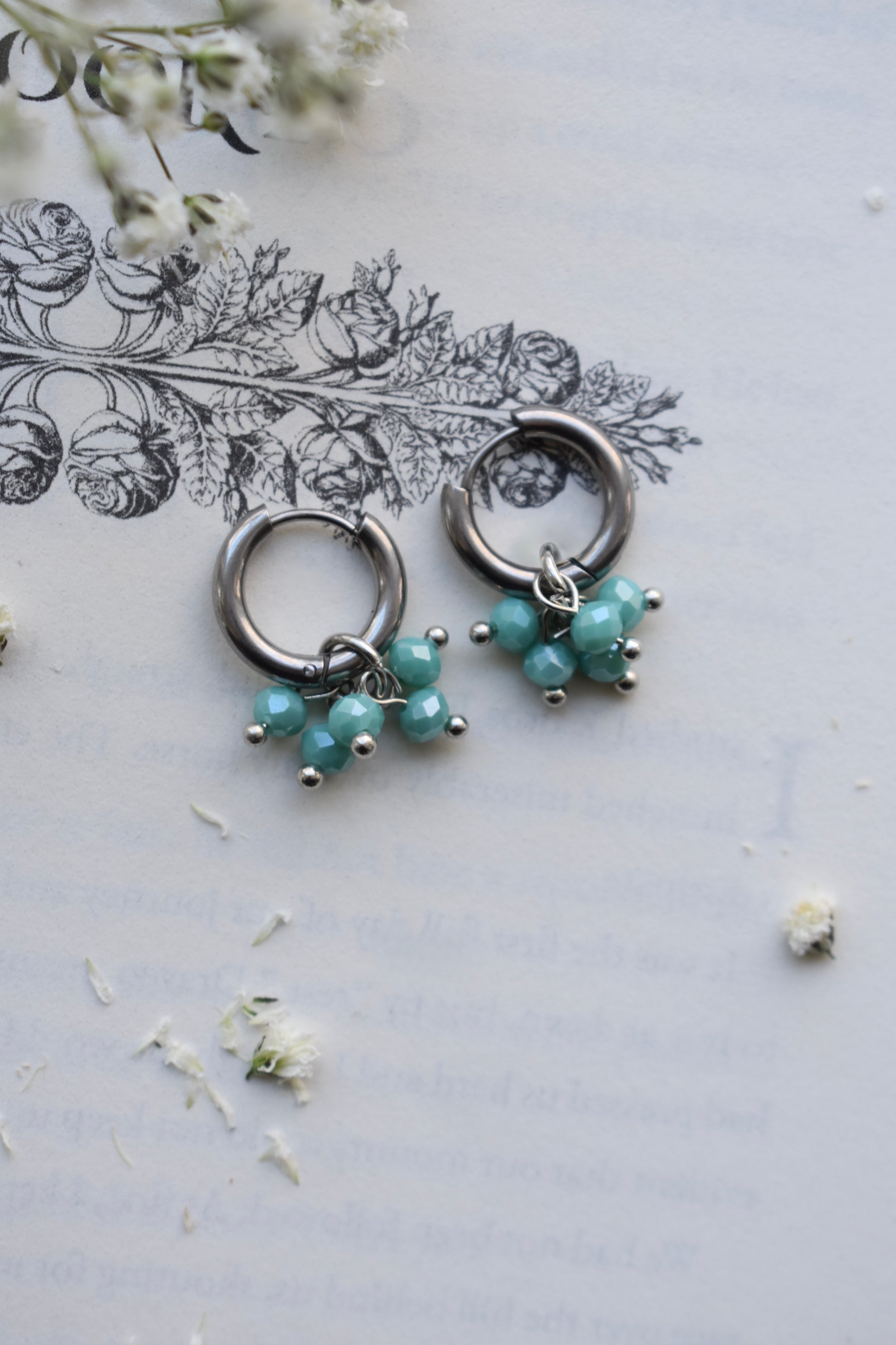 Scilla Silver Huggies - Teal