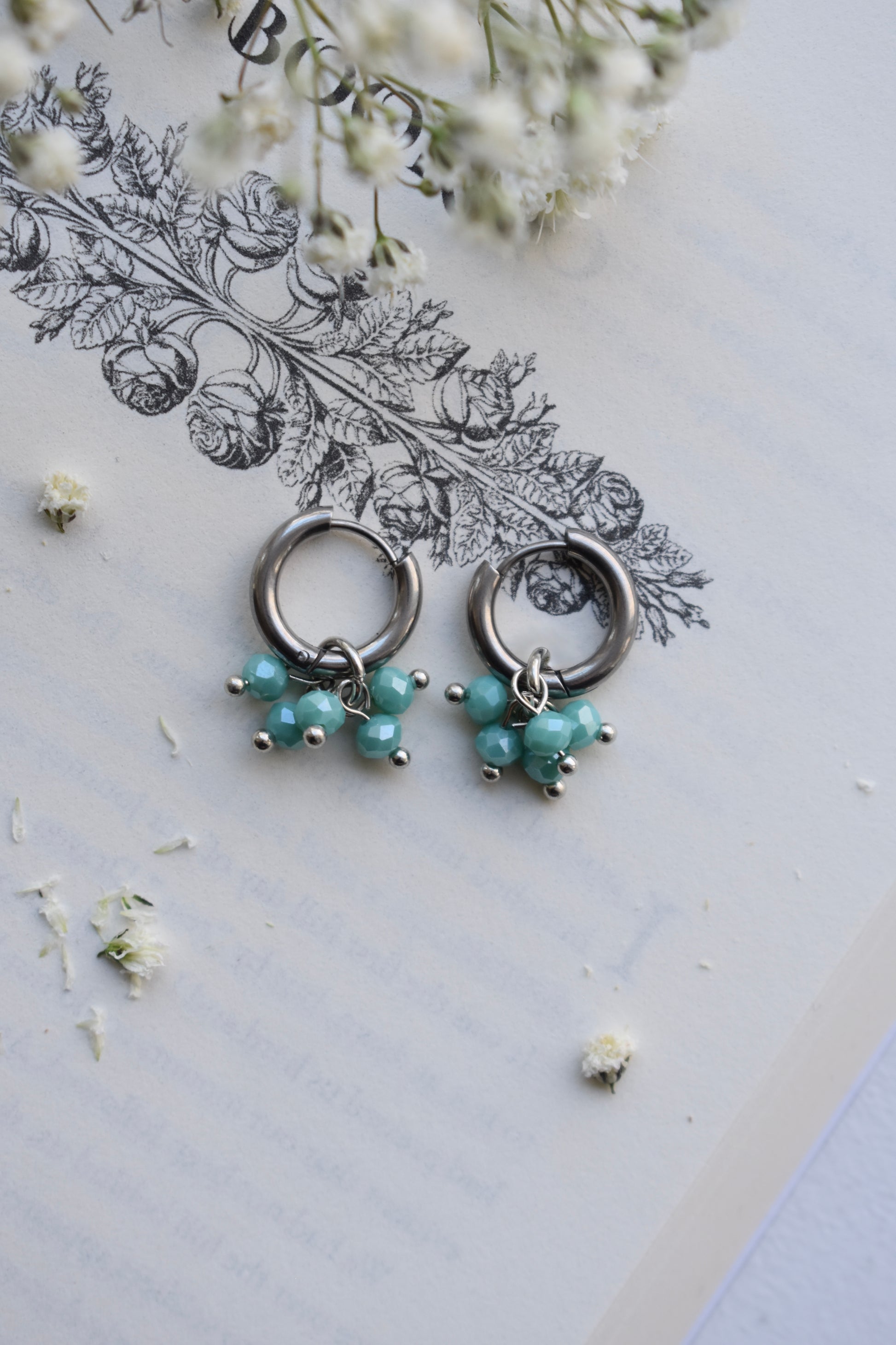 Scilla Silver Huggies - Teal