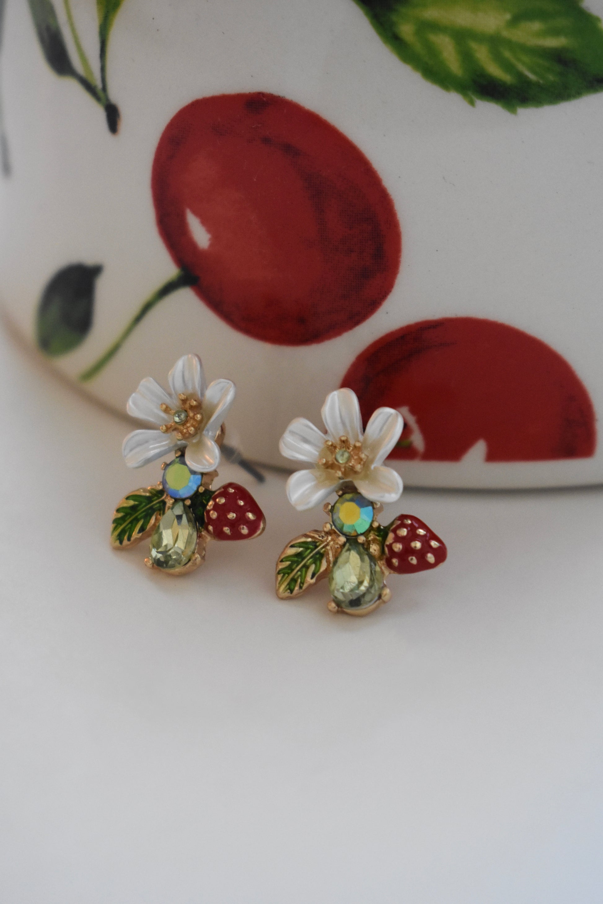 Floral Strawberry Earrings