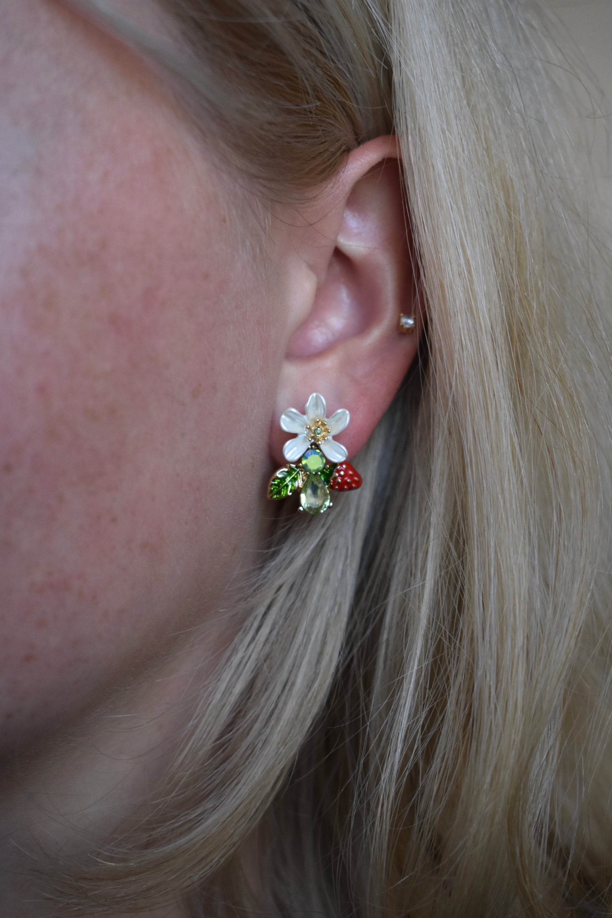 Floral Strawberry Earrings
