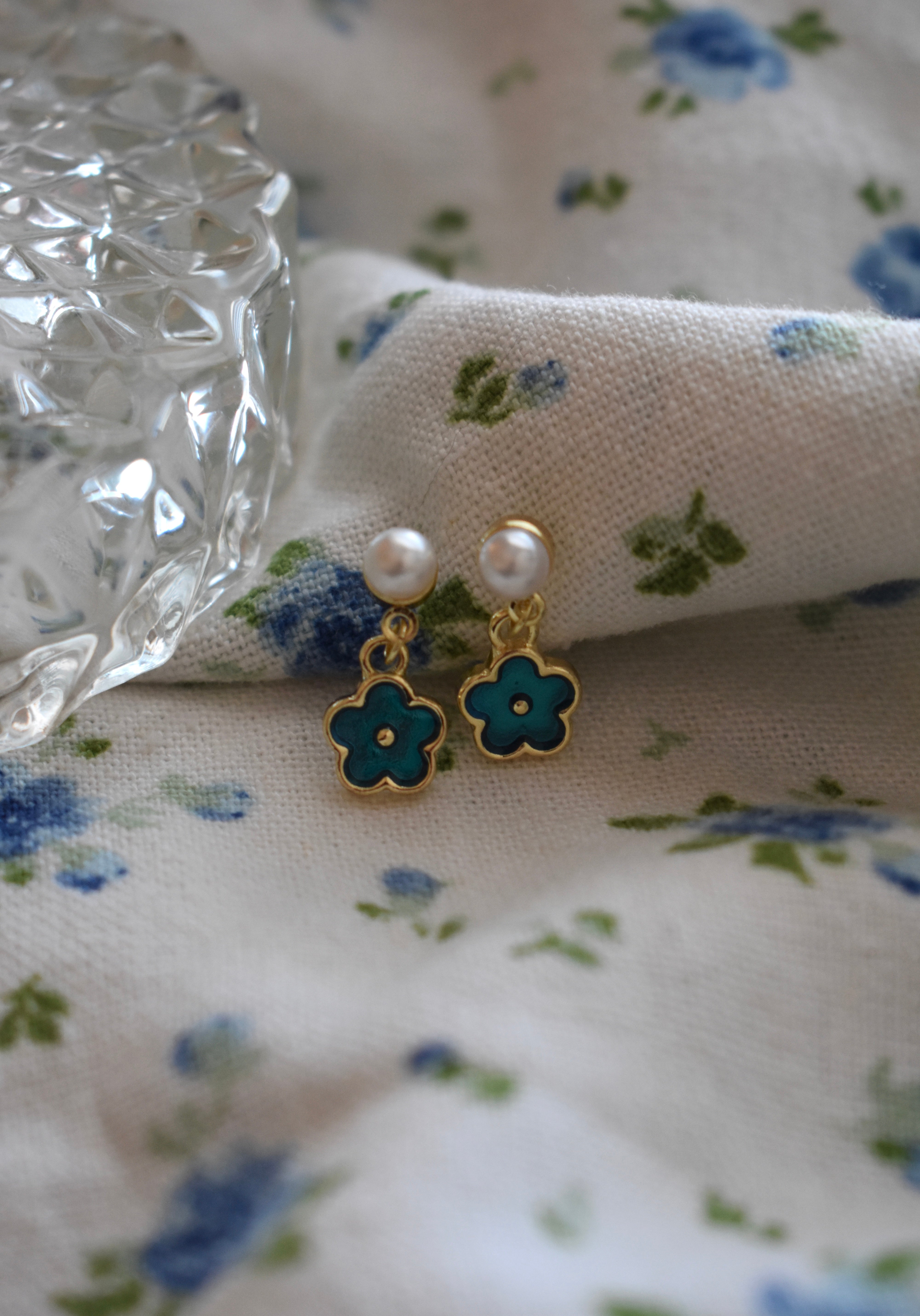 Blue Happy Flowers - Studs