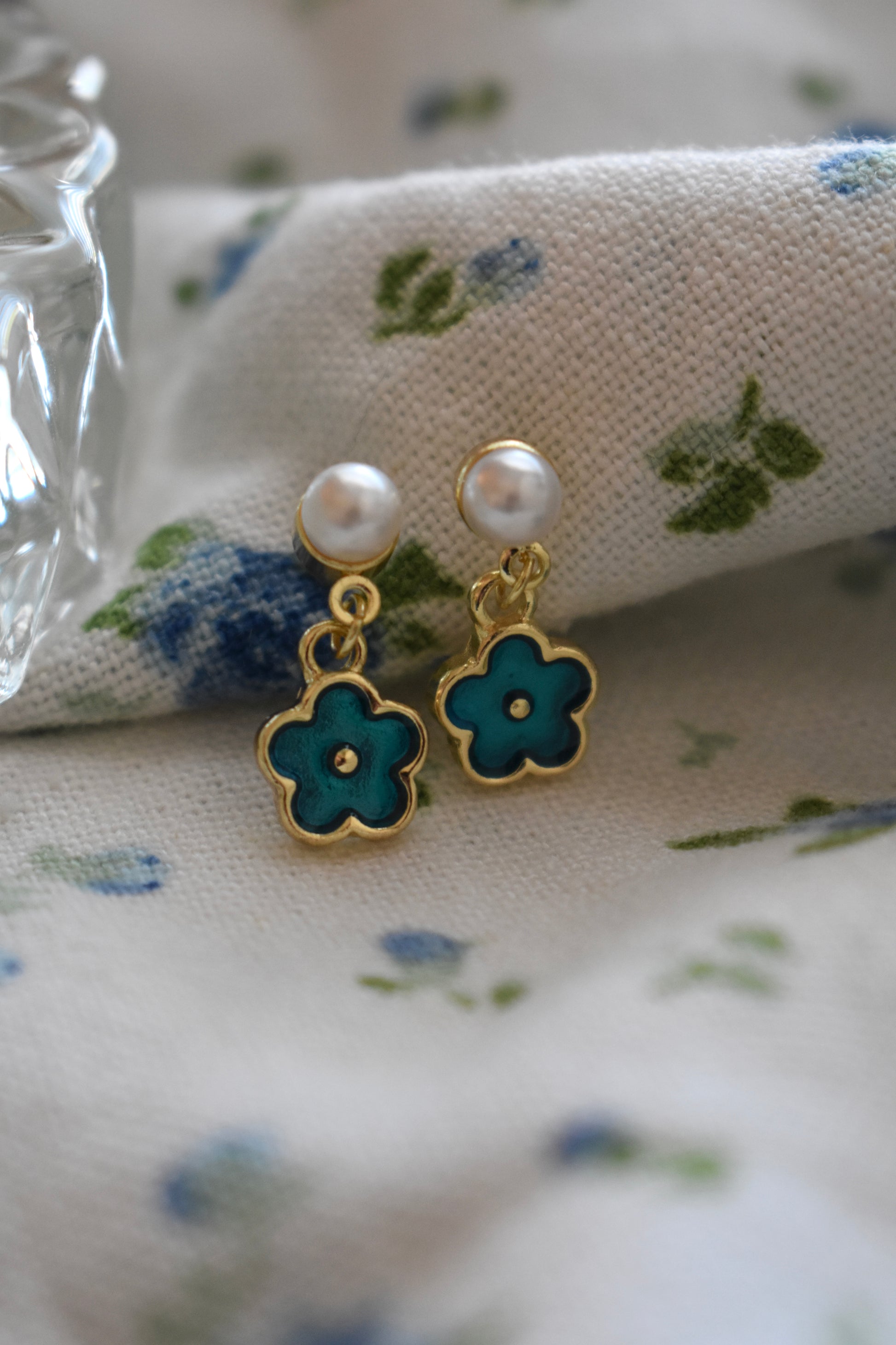 Blue Happy Flowers - Studs