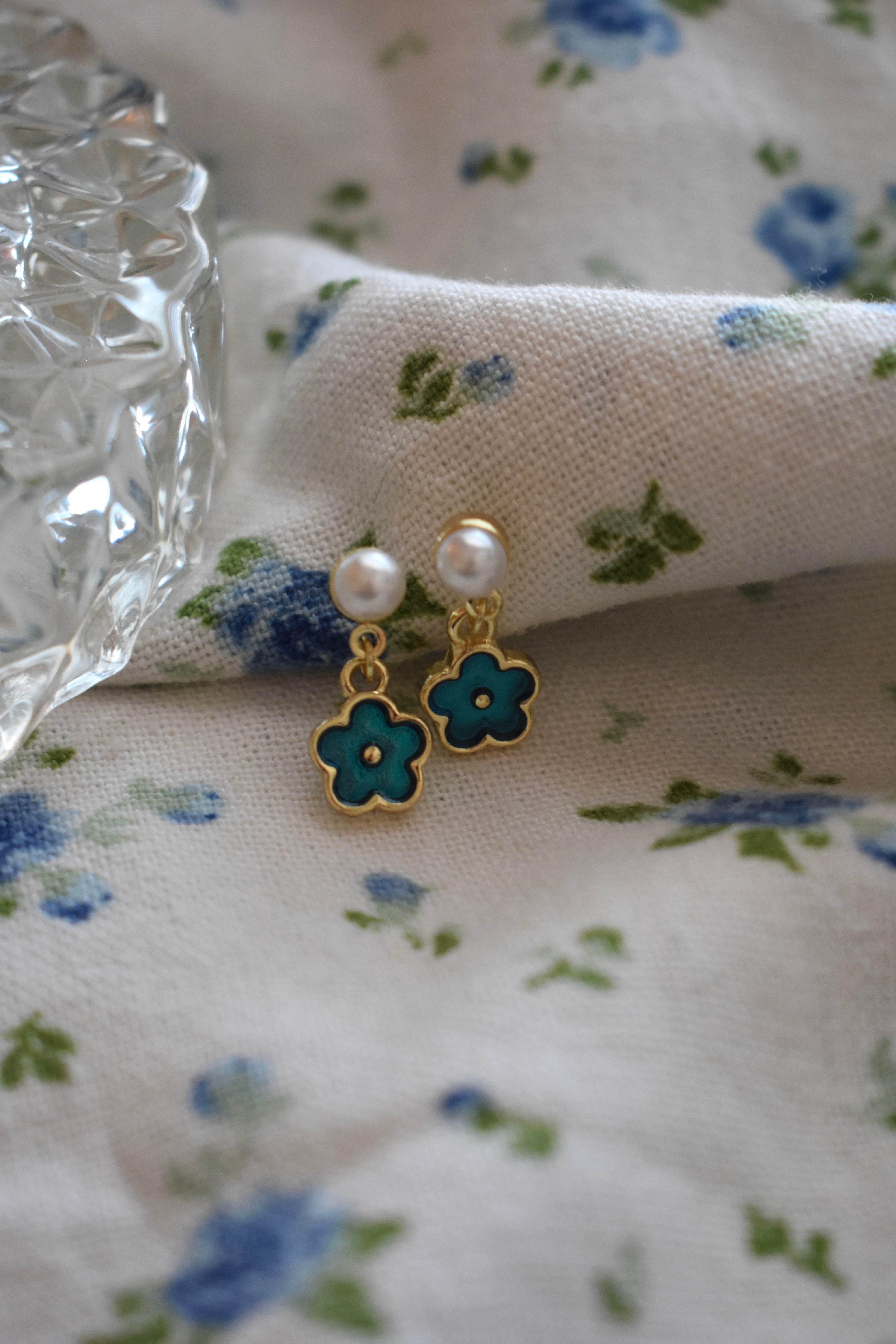 Blue Happy Flowers - Studs