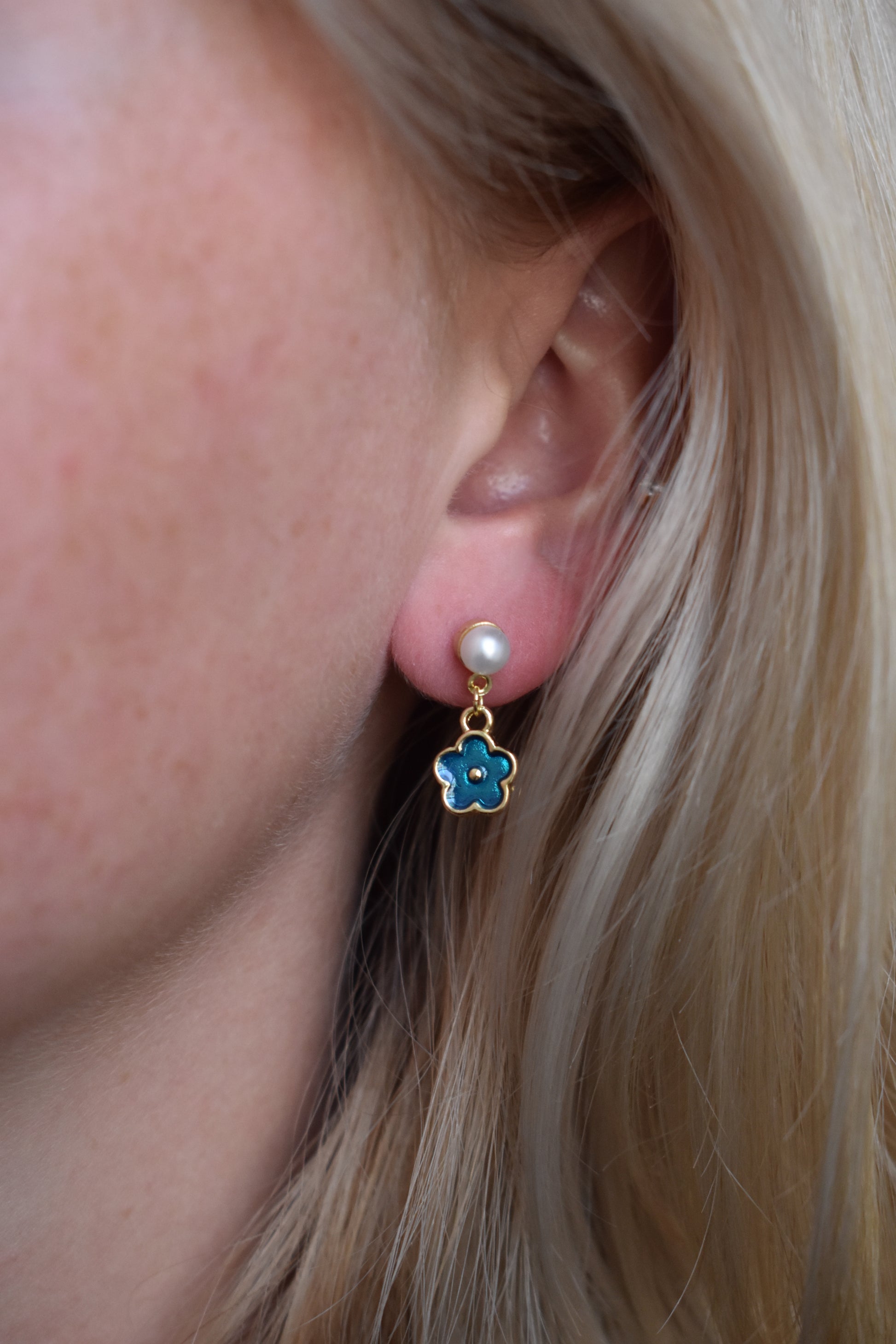 Blue Happy Flowers - Studs