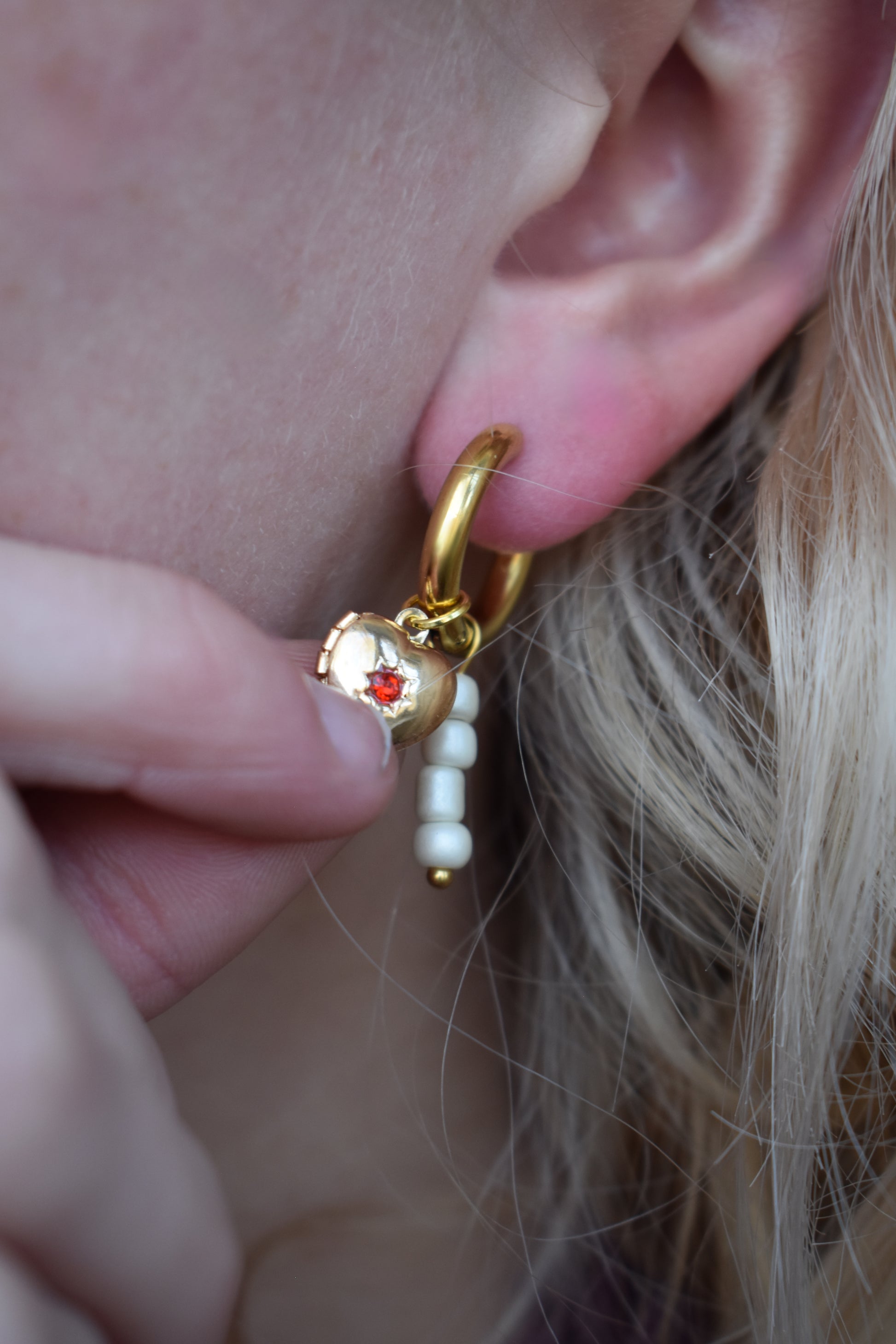 Heart Lockets & Pearls Earrings