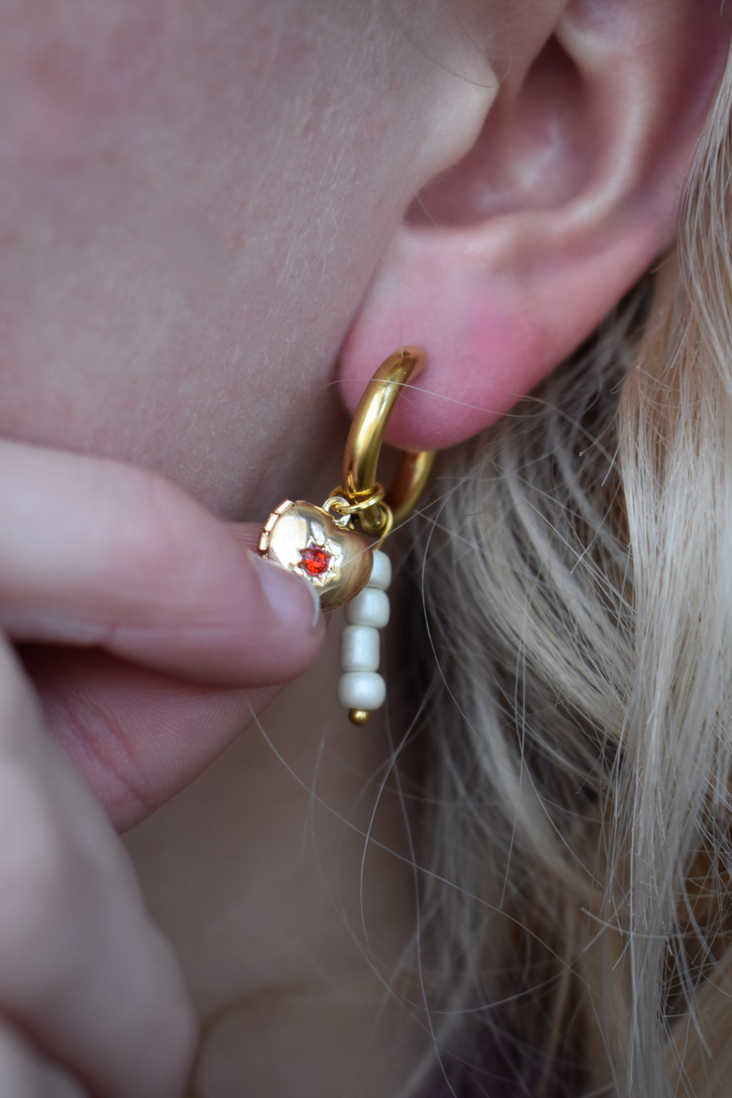 Heart Lockets & Pearls Earrings