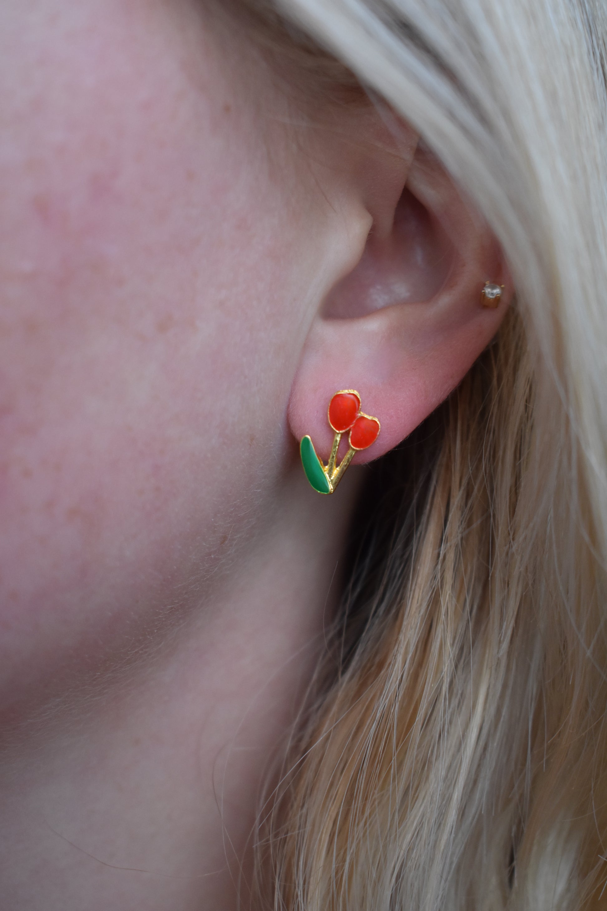 Red Tulip Studs