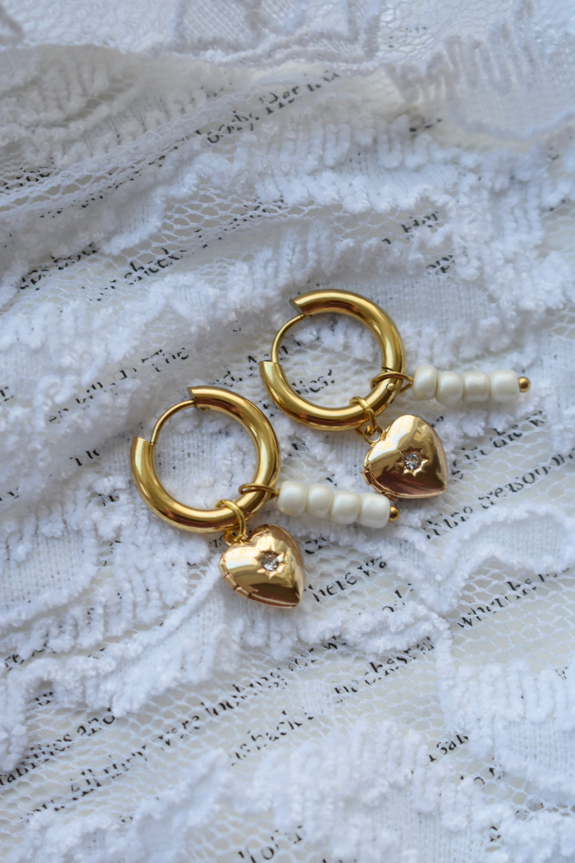 Heart Lockets & Pearls Earrings