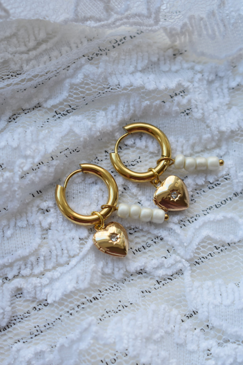 Heart Lockets & Pearls Earrings