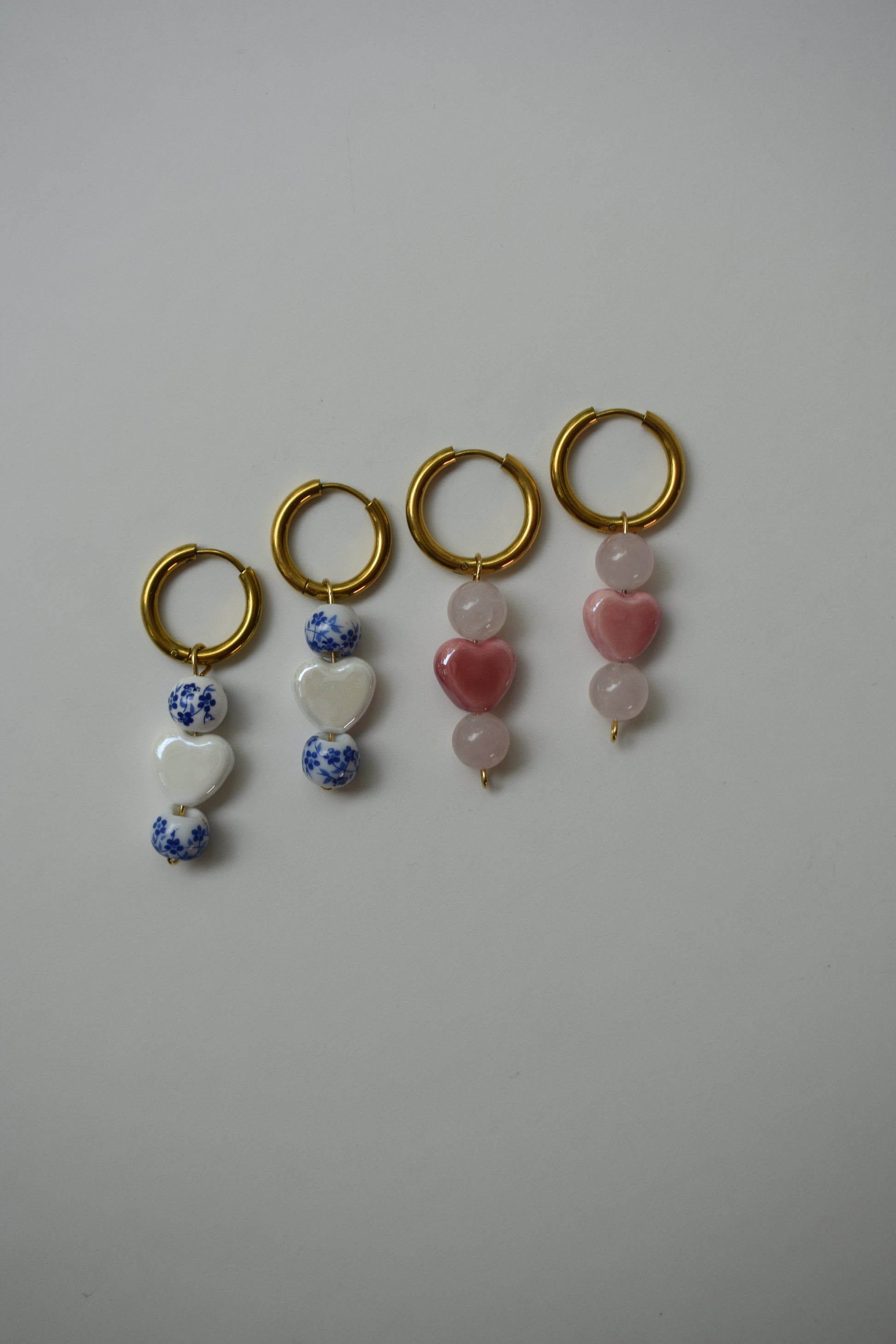 Rose Quartz & Pink Hearts Earrings