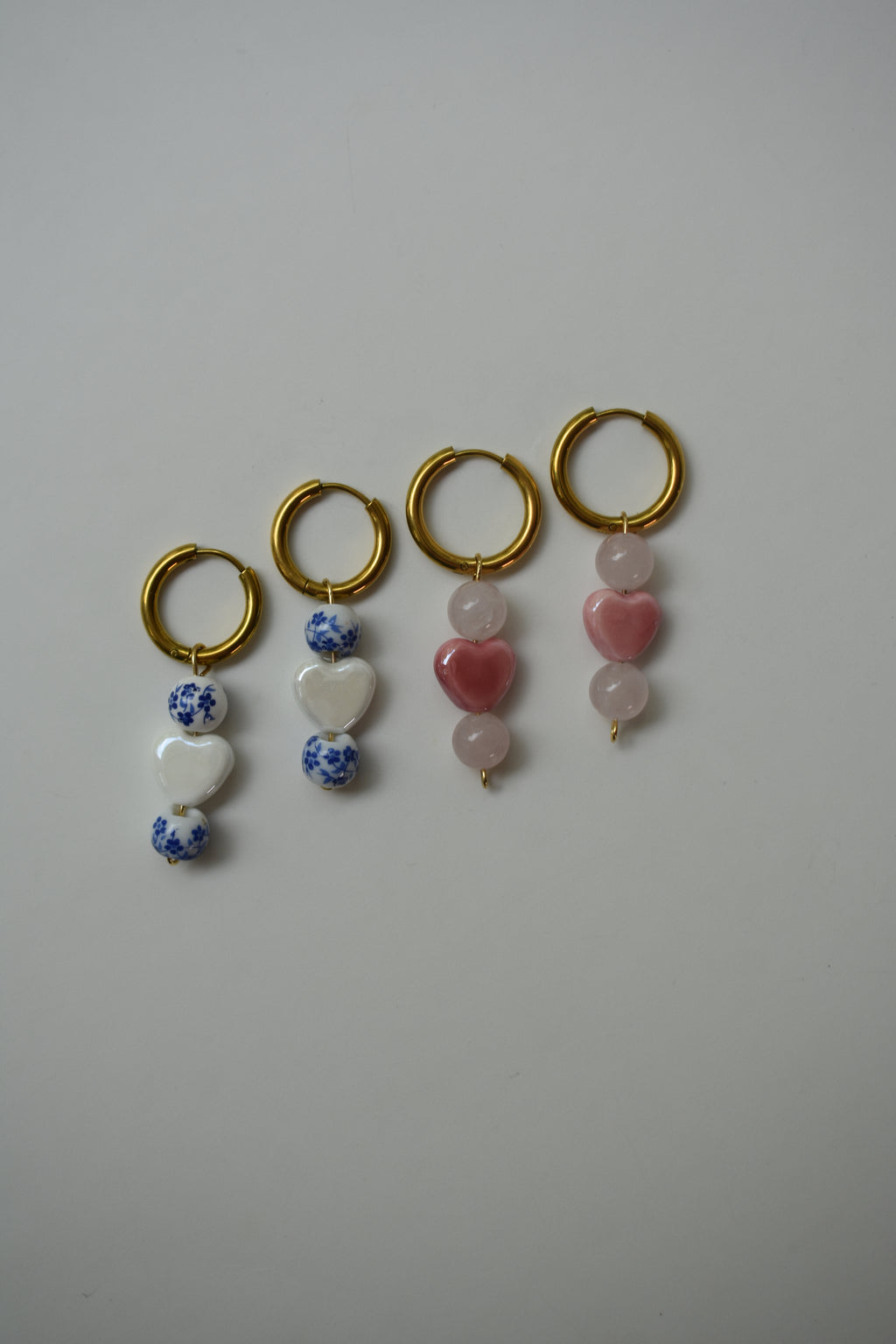 Rose Quartz & Pink Hearts Earrings