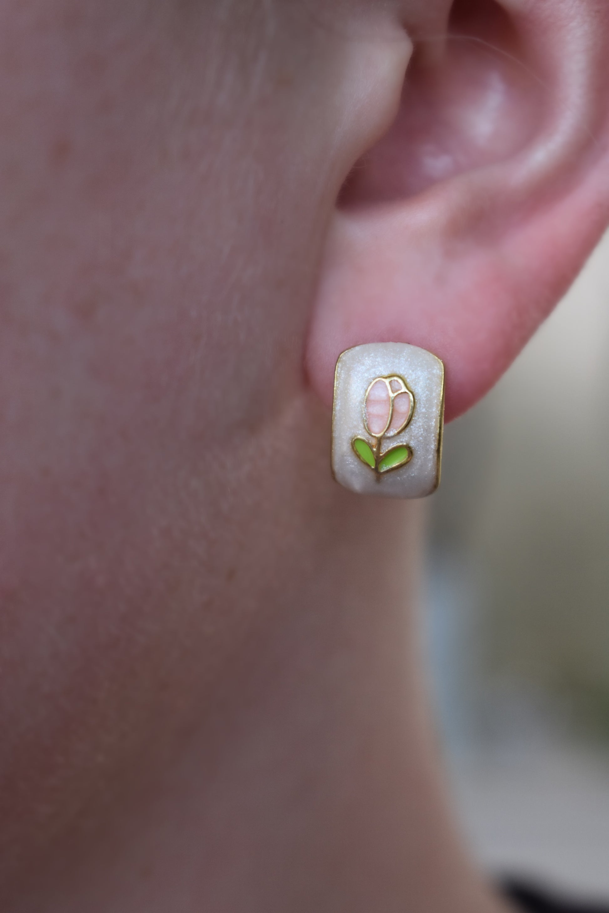 Claude Monet's Tulips - Rectangle Studs