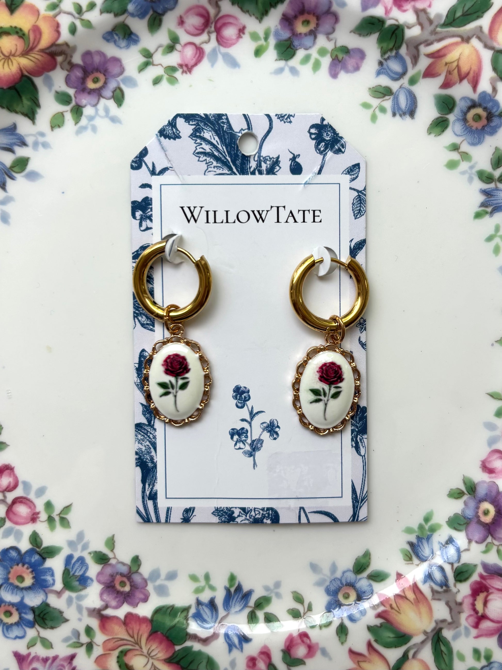 Red Rose Earrings