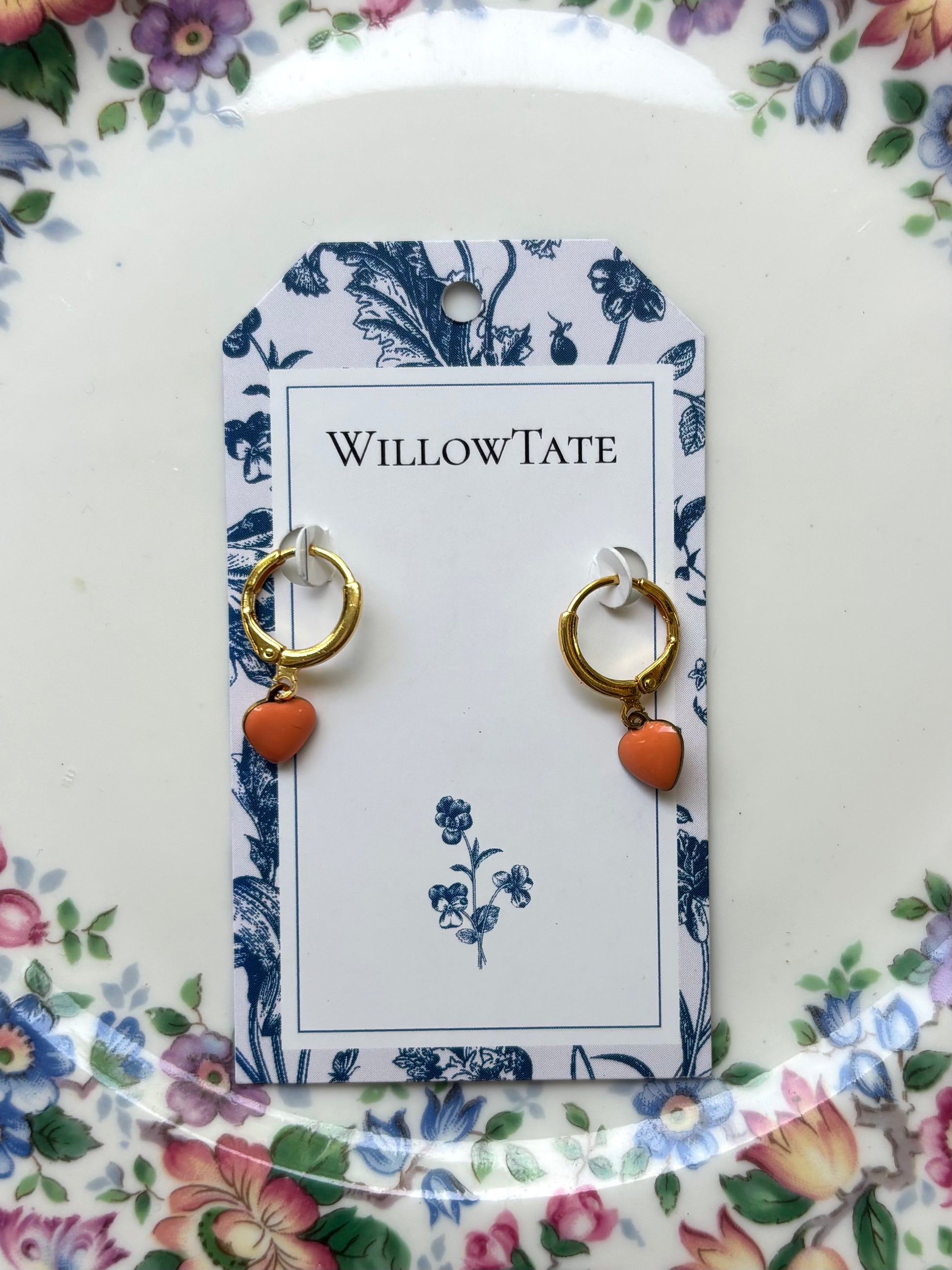 Orange Heart Earrings
