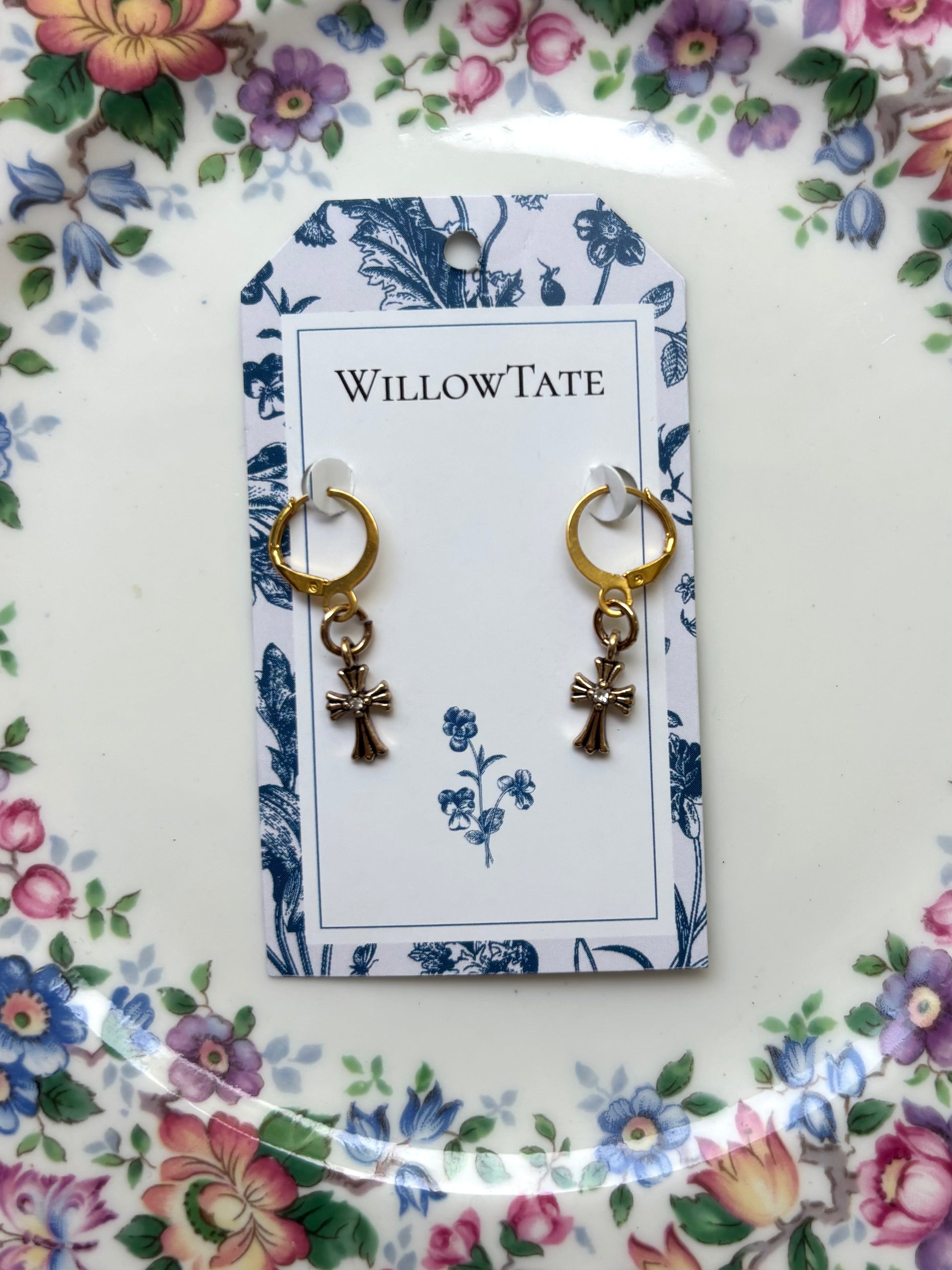 Gold Cross Earrings
