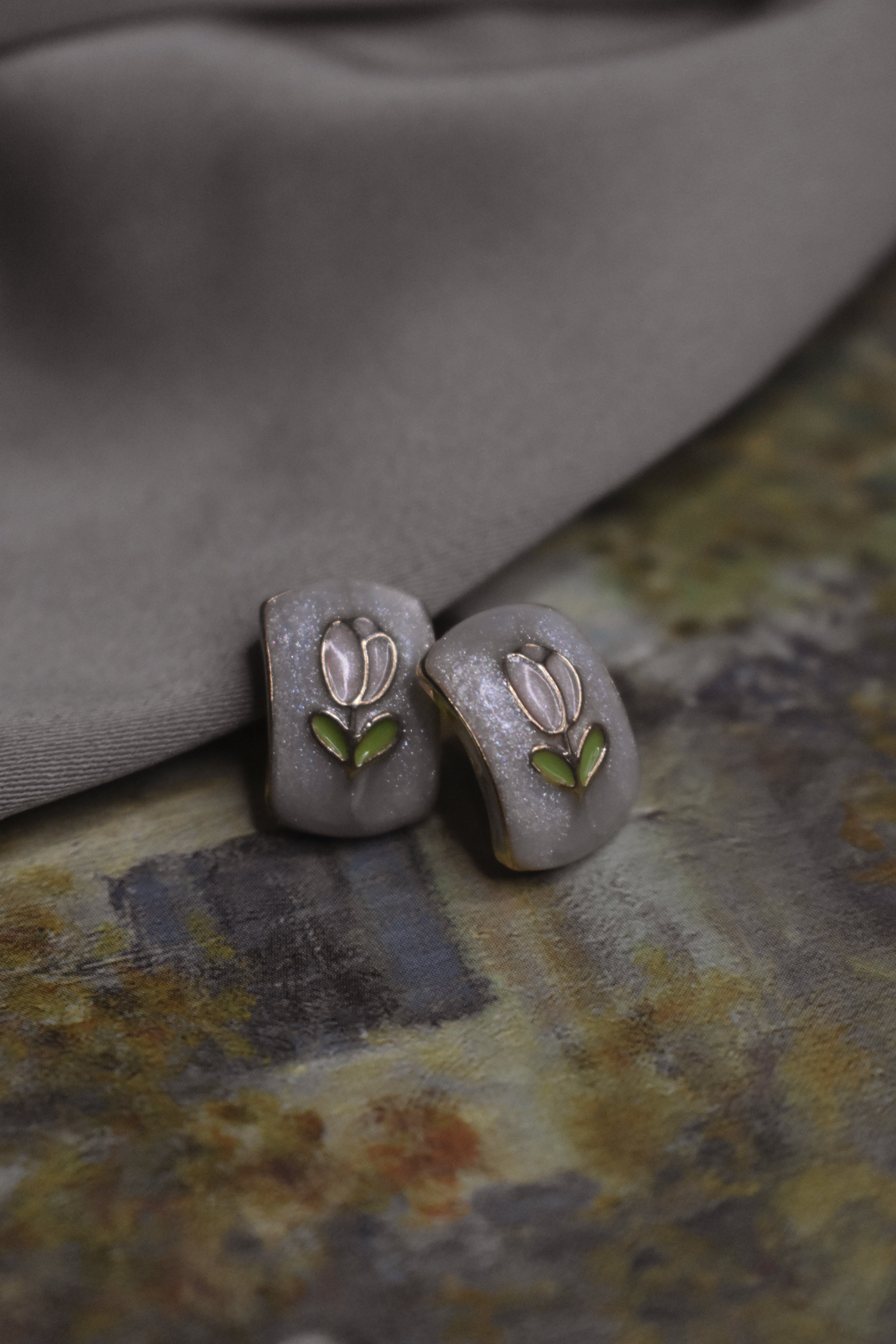 Claude Monet's Tulips - Rectangle Studs