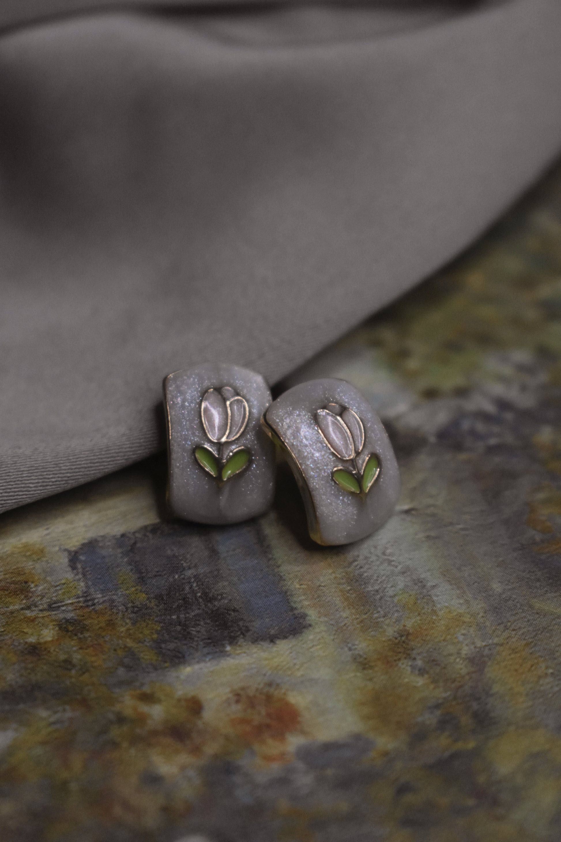 Claude Monet's Tulips - Rectangle Studs