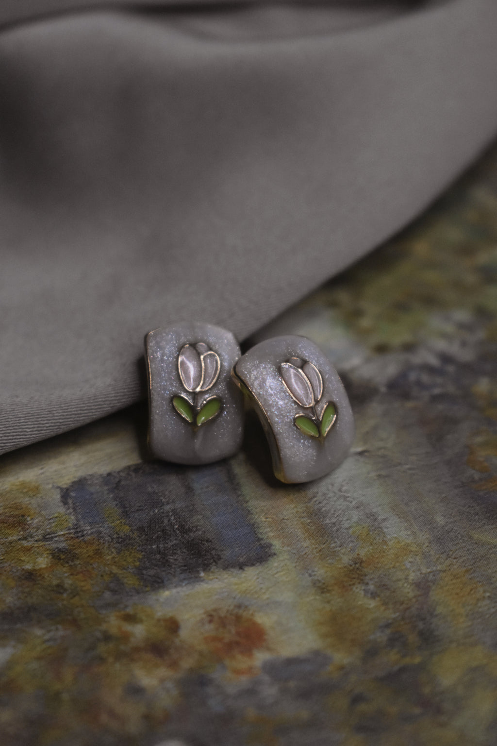 Claude Monet's Tulips - Rectangle Studs